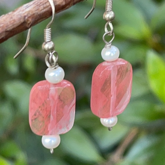 Sundance Jewelry - Sundance Sterling Cherry Quartz Pearl Earrings NEW